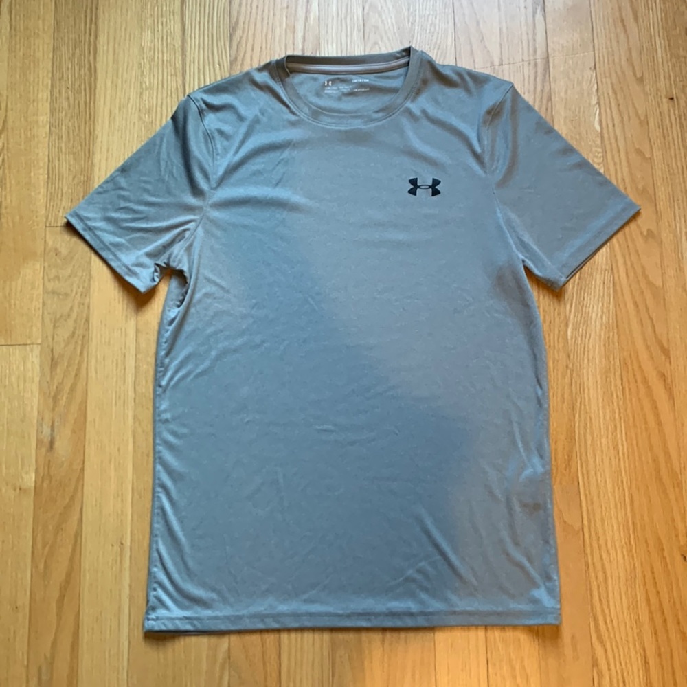 UNDER ARMOUR heatgear casual shirt boys kids gray top t shirt